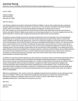 Screenshot of GSAS Masters cover letter examples